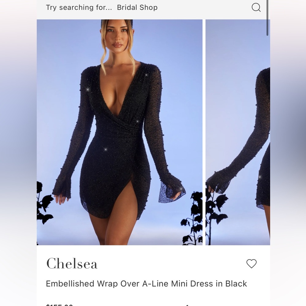 Embellished Black Wrap Dress